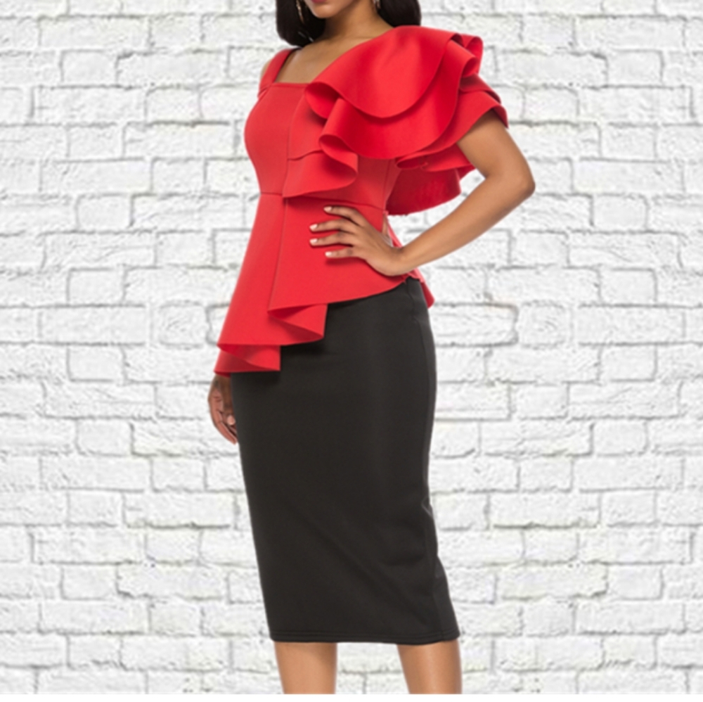 Coral Peplum Ruffle Top 3x NWOT - Picture 5 of 5